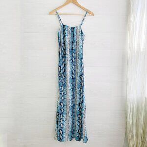 Buddy Love - Blue snakeskin print chiffon maxi dress size S